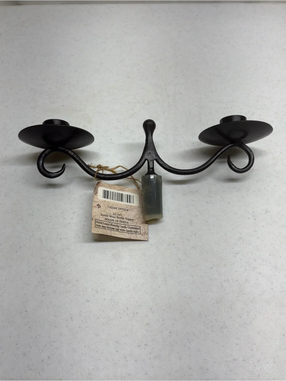 Bringier McConnell Scroll Metal Double Candle Wine Topper